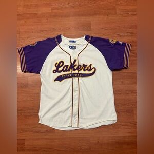 Starter LOS ANGELES LAKERS Vintage 1990s Button Up Script Baseball Jersey XL